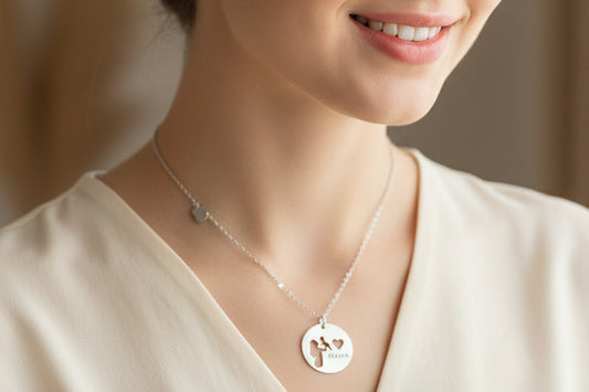 COLLAR MADRE Y BEBÉ CELESTE