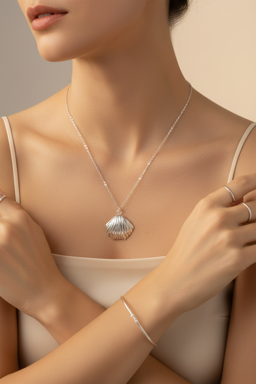 Collar Concha Dorada - Plata