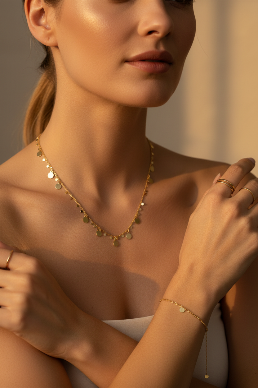 Collar Lluvia luz dorada
