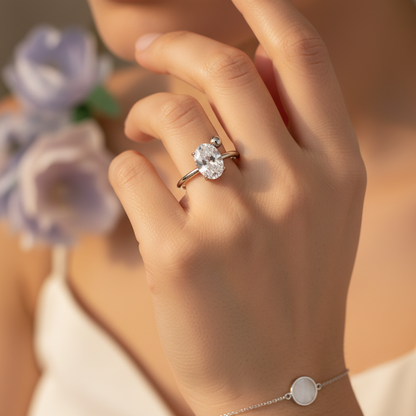 ANILLO SOLITARIO OVALADO